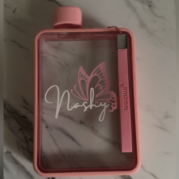 CLEAR CUSTOM FLAT FLASK WATER BOTTLE - 380ml - Picture 6 of 7